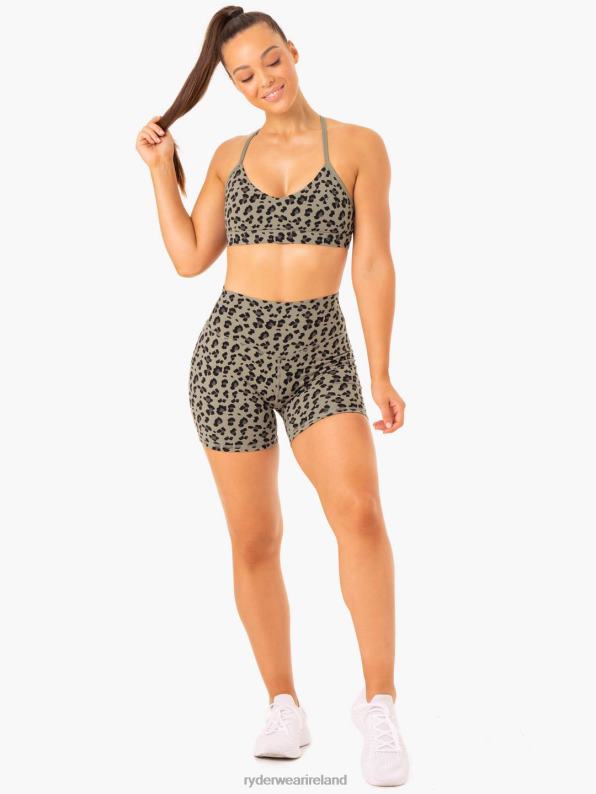 Ryderwear Hybrid Mid Length Shorts Khaki Leopard Women Clothing 4Z2T646