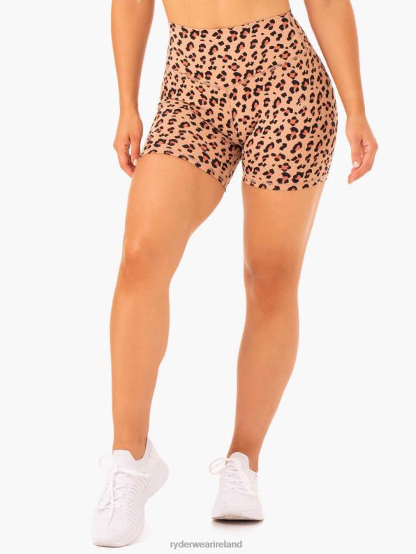 Ryderwear Hybrid Mid Length Shorts Tan Leopard Women Clothing 4Z2T647