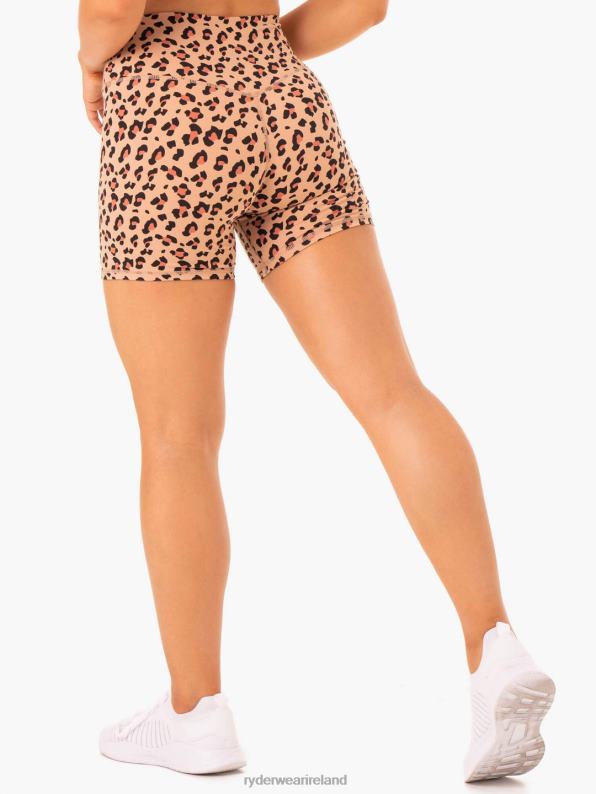 Ryderwear Hybrid Mid Length Shorts Tan Leopard Women Clothing 4Z2T647