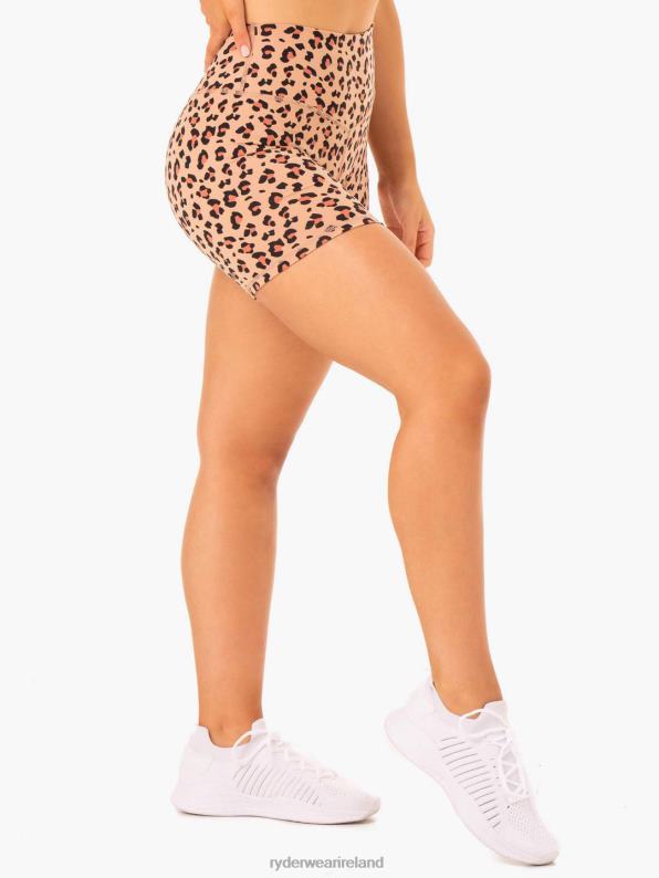 Ryderwear Hybrid Mid Length Shorts Tan Leopard Women Clothing 4Z2T647