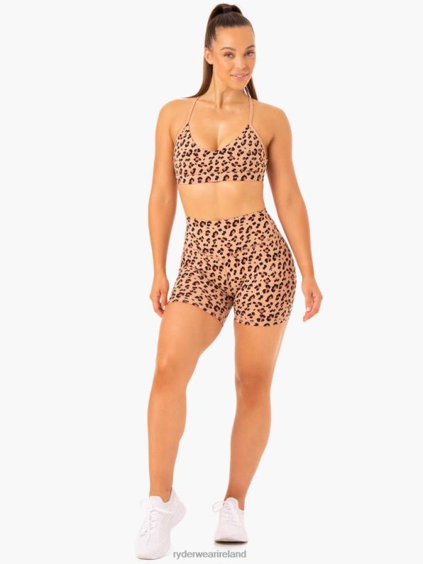 Ryderwear Hybrid Mid Length Shorts Tan Leopard Women Clothing 4Z2T647