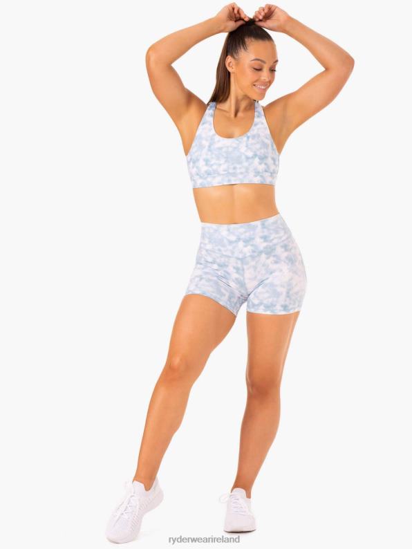 Ryderwear Mid Length Shorts Steel Blue Tie Dye Women Clothing 4Z2T643
