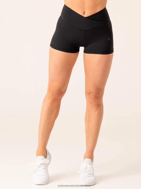 Ryderwear Momentum Cross Over Scrunch Booty Shorts Black Women Clothing 4Z2T578