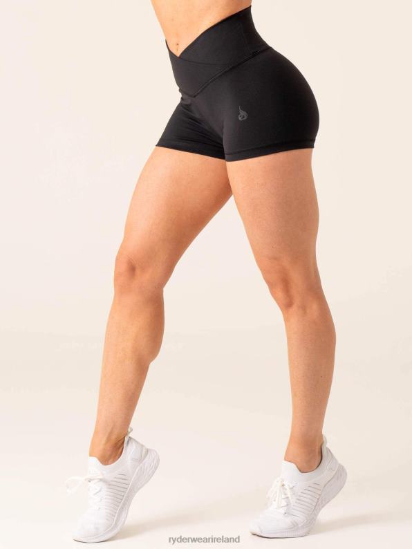Ryderwear Momentum Cross Over Scrunch Booty Shorts Black Women Clothing 4Z2T578