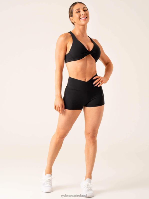 Ryderwear Momentum Cross Over Scrunch Booty Shorts Black Women Clothing 4Z2T578