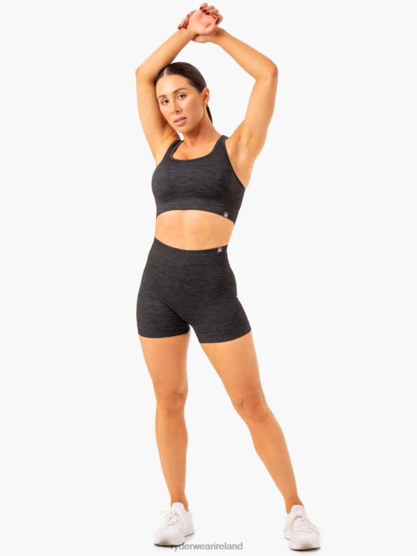 Ryderwear Rib Seamless Shorts Black Marl Women Clothing 4Z2T612
