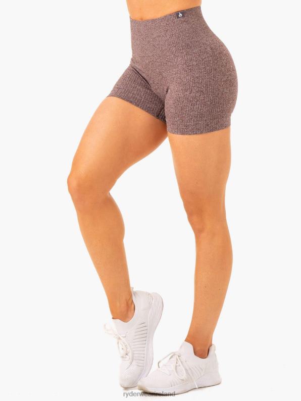 Ryderwear Rib Seamless Shorts Chocolate Marl Women Clothing 4Z2T611