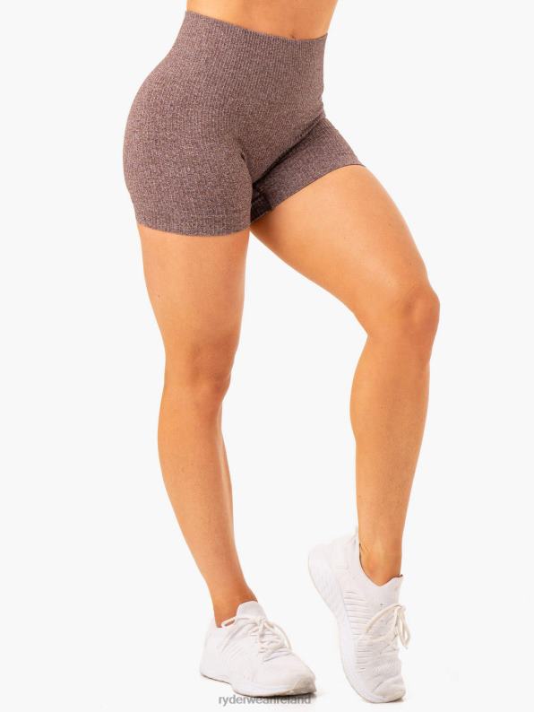 Ryderwear Rib Seamless Shorts Chocolate Marl Women Clothing 4Z2T611
