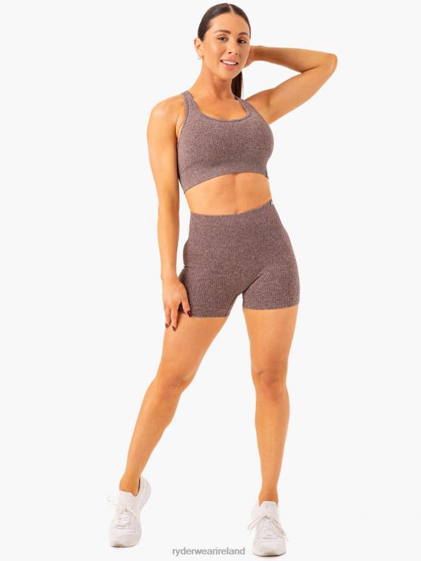 Ryderwear Rib Seamless Shorts Chocolate Marl Women Clothing 4Z2T611