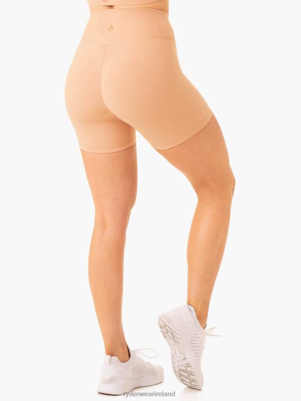 Ryderwear Serene Cross Over Scrunch Shorts Tan Women Clothing 4Z2T600