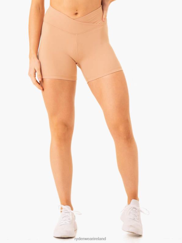 Ryderwear Serene Cross Over Scrunch Shorts Tan Women Clothing 4Z2T600