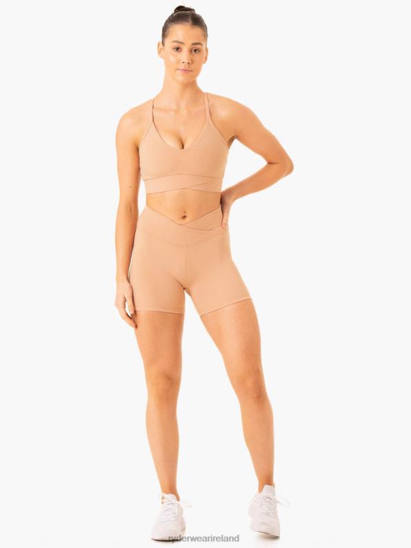 Ryderwear Serene Cross Over Scrunch Shorts Tan Women Clothing 4Z2T600