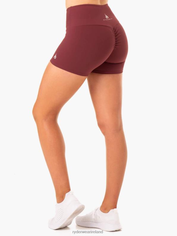 Ryderwear Staples Scrunch Bum Booty Shorts Burgundy Women Clothing 4Z2T667