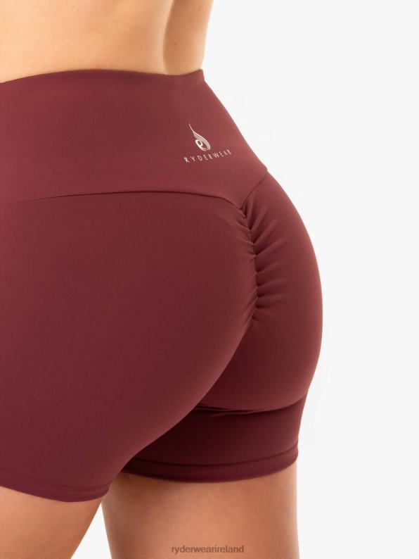 Ryderwear Staples Scrunch Bum Booty Shorts Burgundy Women Clothing 4Z2T667