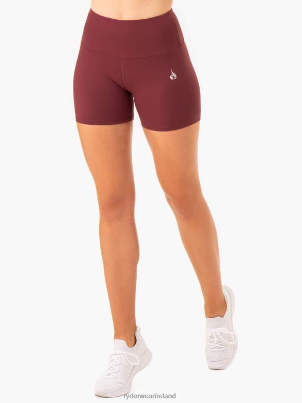 Ryderwear Staples Scrunch Bum Mid Length Shorts Burgundy Women Clothing 4Z2T675