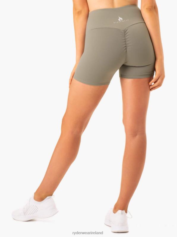Ryderwear Staples Scrunch Bum Mid Length Shorts Khaki Women Clothing 4Z2T673