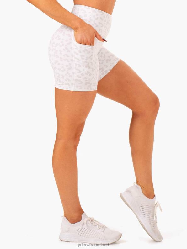 Ryderwear Ultra High Waisted Mid Length Shorts Snow Leopard Women Clothing 4Z2T627