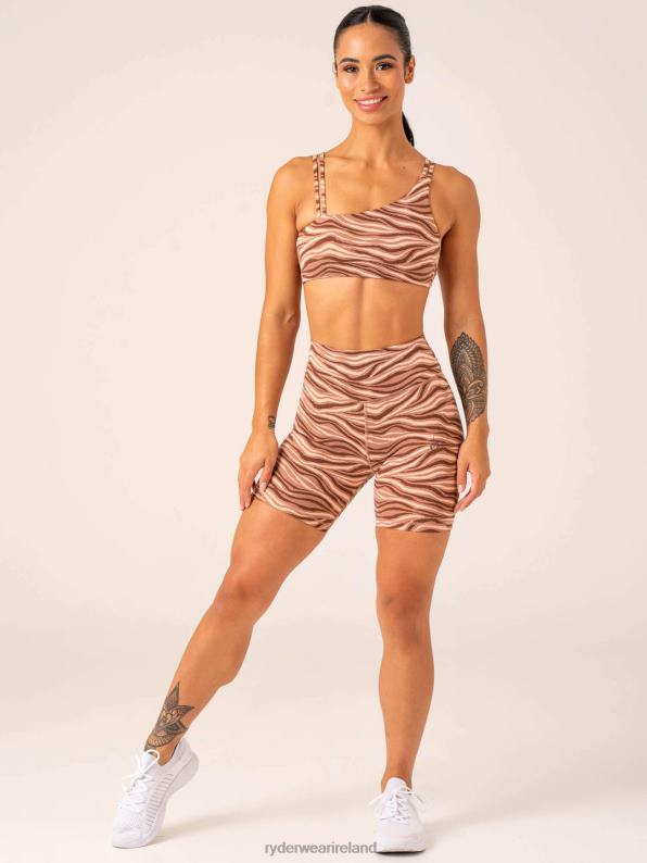 Ryderwear Unstoppable High Waisted Scrunch Shorts Mocha Zebra Women Clothing 4Z2T568